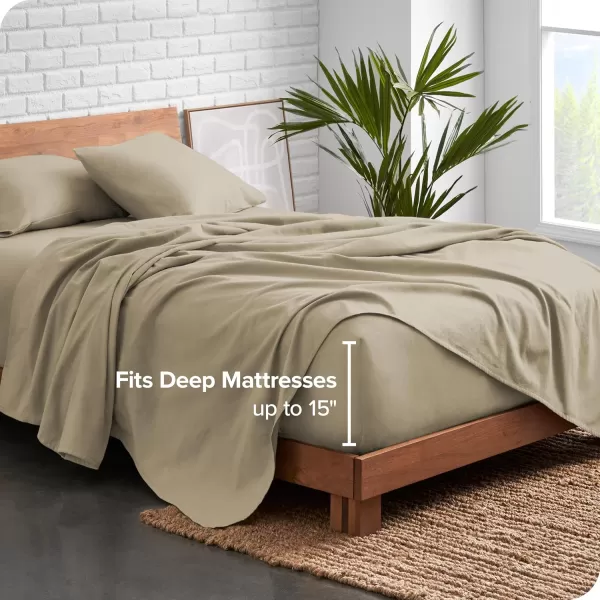 Bare Home Organic Cotton Flannel Sheet Set  Queen Size  100 Cotton  Double Brushed for Extra Softness ampamp Comfort  Warm Cozy and Durable  Breathable  Bed Sheets Queen Light Grey04  Sand