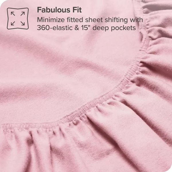 Bare Home Organic Cotton Flannel Sheet Set  Queen Size  100 Cotton  Double Brushed for Extra Softness ampamp Comfort  Warm Cozy and Durable  Breathable  Bed Sheets Queen Light Grey14  Light Pink