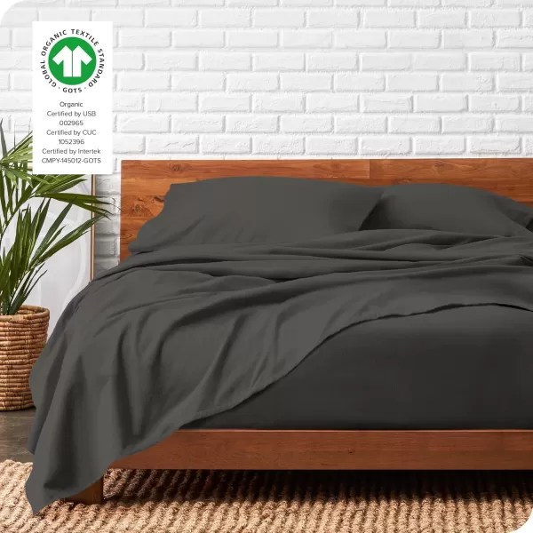 Bare Home Organic Cotton Flannel Sheet Set  Queen Size  100 Cotton  Double Brushed for Extra Softness ampamp Comfort  Warm Cozy and Durable  Breathable  Bed Sheets Queen Light Grey02  Grey