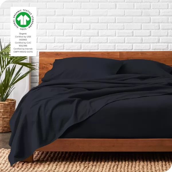 Bare Home Organic Cotton Flannel Sheet Set  Queen Size  100 Cotton  Double Brushed for Extra Softness ampamp Comfort  Warm Cozy and Durable  Breathable  Bed Sheets Queen Light Grey05  Midnight Blue
