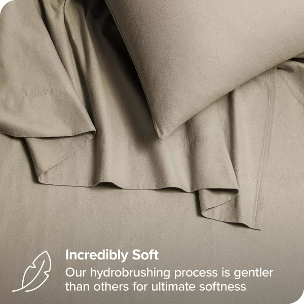 Bare Home Organic Cotton Flannel Sheet Set  Queen Size  100 Cotton  Double Brushed for Extra Softness ampamp Comfort  Warm Cozy and Durable  Breathable  Bed Sheets Queen Light Grey04  Sand