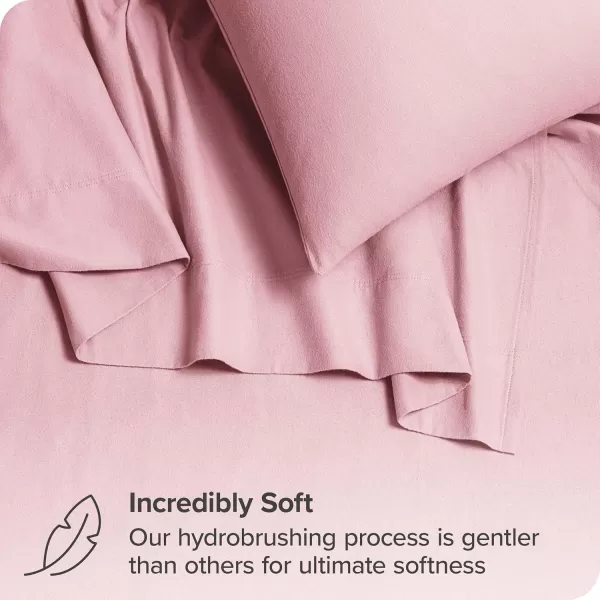 Bare Home Organic Cotton Flannel Sheet Set  Queen Size  100 Cotton  Double Brushed for Extra Softness ampamp Comfort  Warm Cozy and Durable  Breathable  Bed Sheets Queen Light Grey14  Light Pink