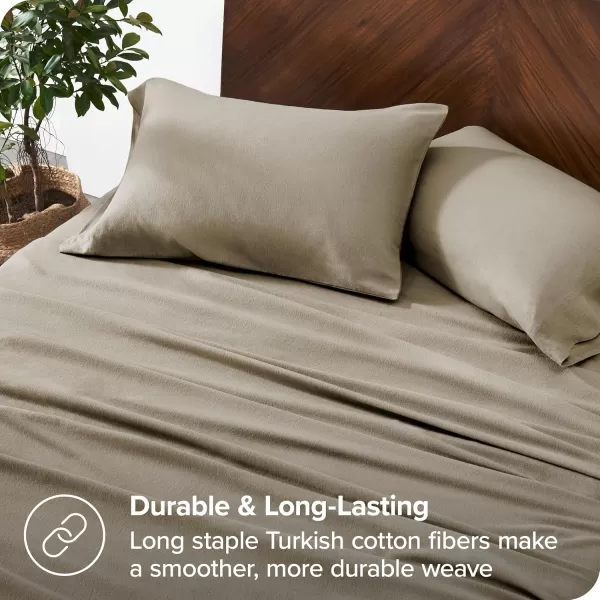 Bare Home Organic Cotton Flannel Sheet Set  Queen Size  100 Cotton  Double Brushed for Extra Softness ampamp Comfort  Warm Cozy and Durable  Breathable  Bed Sheets Queen Light Grey04  Sand