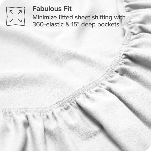 Bare Home Organic Cotton Flannel Sheet Set  Queen Size  100 Cotton  Double Brushed for Extra Softness ampamp Comfort  Warm Cozy and Durable  Breathable  Bed Sheets Queen Light Grey01  White