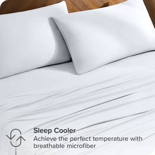 Bare Home Premium Microfiber Stretch Knit Sheet Set 4Way Stretch Bed Sheets Cooling ampamp Breathable Stretch Fitted Sheet Stretch Flat Sheet Stretch Envelope Pillowcases King Light Grey01  White