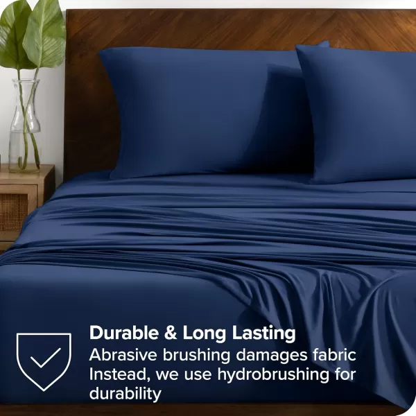 Bare Home Premium Microfiber Stretch Knit Sheet Set 4Way Stretch Bed Sheets Cooling ampamp Breathable Stretch Fitted Sheet Stretch Flat Sheet Stretch Envelope Pillowcases King Light Grey06  Dark Blue