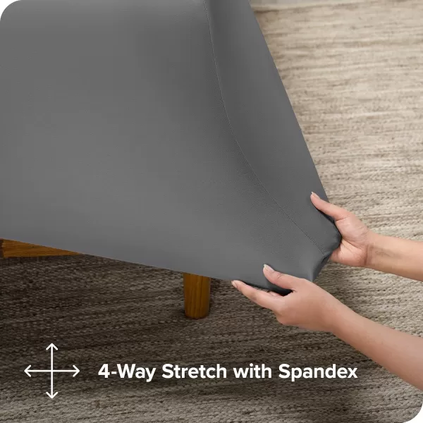 Bare Home Premium Microfiber Stretch Knit Sheet Set 4Way Stretch Bed Sheets Cooling ampamp Breathable Stretch Fitted Sheet Stretch Flat Sheet Stretch Envelope Pillowcases King Light Grey03  Grey