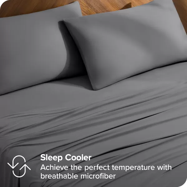 Bare Home Premium Microfiber Stretch Knit Sheet Set 4Way Stretch Bed Sheets Cooling ampamp Breathable Stretch Fitted Sheet Stretch Flat Sheet Stretch Envelope Pillowcases King Light Grey03  Grey
