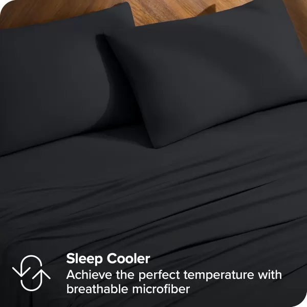 Bare Home Premium Microfiber Stretch Knit Sheet Set 4Way Stretch Bed Sheets Cooling ampamp Breathable Stretch Fitted Sheet Stretch Flat Sheet Stretch Envelope Pillowcases King Light Grey02  Black