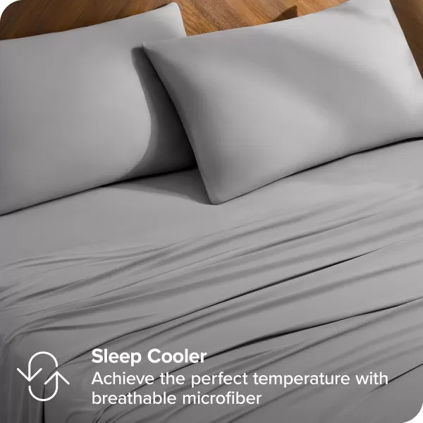 Bare Home Premium Microfiber Stretch Knit Sheet Set 4Way Stretch Bed Sheets Cooling ampamp Breathable Stretch Fitted Sheet Stretch Flat Sheet Stretch Envelope Pillowcases King Light Grey04  Light Grey