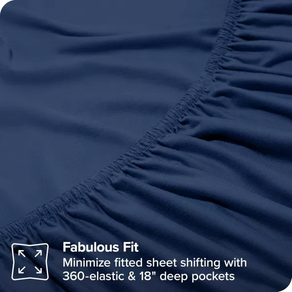 Bare Home Premium Microfiber Stretch Knit Sheet Set 4Way Stretch Bed Sheets Cooling ampamp Breathable Stretch Fitted Sheet Stretch Flat Sheet Stretch Envelope Pillowcases King Light Grey06  Dark Blue