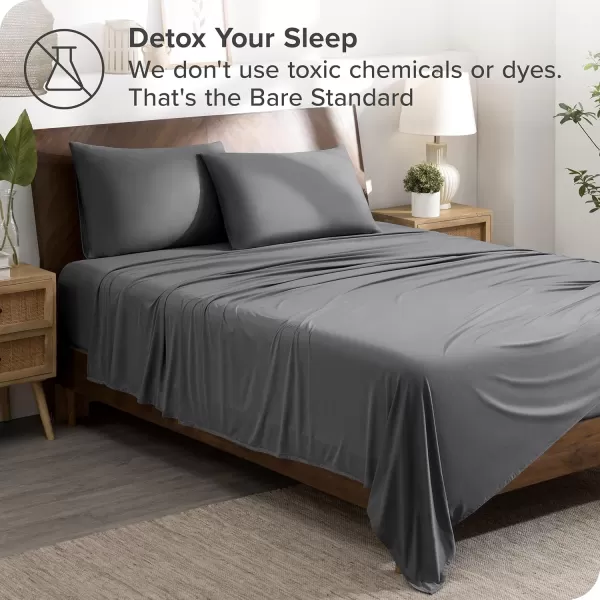 Bare Home Premium Microfiber Stretch Knit Sheet Set 4Way Stretch Bed Sheets Cooling ampamp Breathable Stretch Fitted Sheet Stretch Flat Sheet Stretch Envelope Pillowcases King Light Grey03  Grey