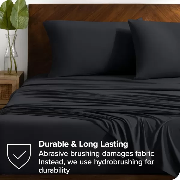 Bare Home Premium Microfiber Stretch Knit Sheet Set 4Way Stretch Bed Sheets Cooling ampamp Breathable Stretch Fitted Sheet Stretch Flat Sheet Stretch Envelope Pillowcases King Light Grey02  Black