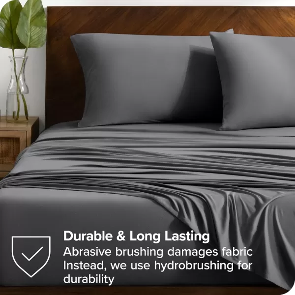 Bare Home Premium Microfiber Stretch Knit Sheet Set 4Way Stretch Bed Sheets Cooling ampamp Breathable Stretch Fitted Sheet Stretch Flat Sheet Stretch Envelope Pillowcases King Light Grey03  Grey
