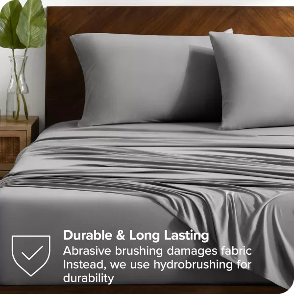 Bare Home Premium Microfiber Stretch Knit Sheet Set 4Way Stretch Bed Sheets Cooling ampamp Breathable Stretch Fitted Sheet Stretch Flat Sheet Stretch Envelope Pillowcases King Light Grey04  Light Grey