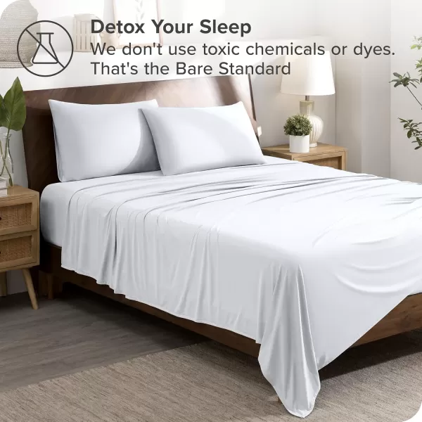 Bare Home Premium Microfiber Stretch Knit Sheet Set 4Way Stretch Bed Sheets Cooling ampamp Breathable Stretch Fitted Sheet Stretch Flat Sheet Stretch Envelope Pillowcases King Light Grey01  White