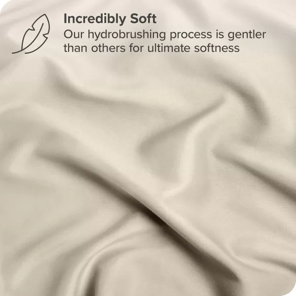 Bare Home Premium Microfiber Stretch Knit Sheet Set 4Way Stretch Bed Sheets Cooling ampamp Breathable Stretch Fitted Sheet Stretch Flat Sheet Stretch Envelope Pillowcases King Light Grey05  Sand