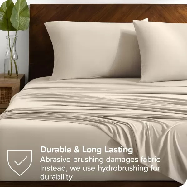Bare Home Premium Microfiber Stretch Knit Sheet Set 4Way Stretch Bed Sheets Cooling ampamp Breathable Stretch Fitted Sheet Stretch Flat Sheet Stretch Envelope Pillowcases King Light Grey05  Sand