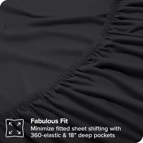 Bare Home Premium Microfiber Stretch Knit Sheet Set 4Way Stretch Bed Sheets Cooling ampamp Breathable Stretch Fitted Sheet Stretch Flat Sheet Stretch Envelope Pillowcases King Light Grey02  Black