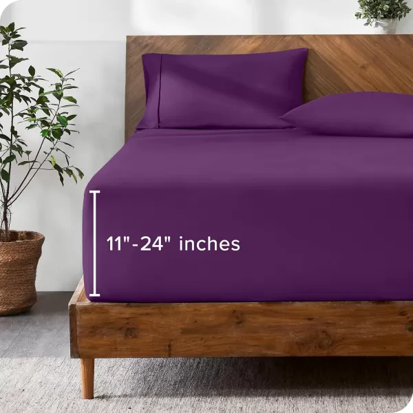Bare Home Queen Fitted Sheet  Extra Deep Pocket Fitted Sheet  Premium 1800 Microfiber  UltraSoft Wrinkle Free  Queen Deep Pocket Bottom Sheets Queen  11quot to 22quot Pocket Grey10  Plum