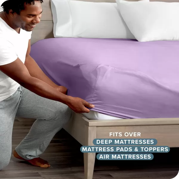 Bare Home Queen Fitted Sheet  Extra Deep Pocket Fitted Sheet  Premium 1800 Microfiber  UltraSoft Wrinkle Free  Queen Deep Pocket Bottom Sheets Queen  11quot to 22quot Pocket Grey11  Lavender