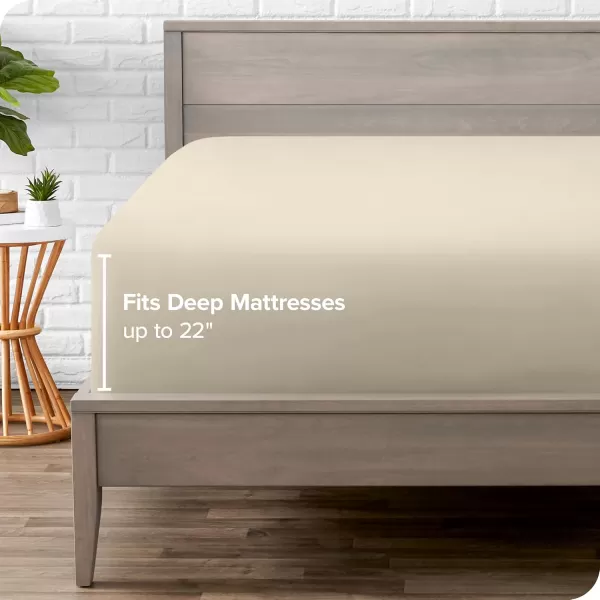 Bare Home Queen Fitted Sheet  Extra Deep Pocket Fitted Sheet  Premium 1800 Microfiber  UltraSoft Wrinkle Free  Queen Deep Pocket Bottom Sheets Queen  11quot to 22quot Pocket Grey08  Sand
