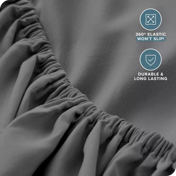 Bare Home Queen Fitted Sheet  Extra Deep Pocket Fitted Sheet  Premium 1800 Microfiber  UltraSoft Wrinkle Free  Queen Deep Pocket Bottom Sheets Queen  11quot to 22quot Pocket Grey03  Grey
