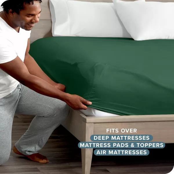 Bare Home Queen Fitted Sheet  Extra Deep Pocket Fitted Sheet  Premium 1800 Microfiber  UltraSoft Wrinkle Free  Queen Deep Pocket Bottom Sheets Queen  11quot to 22quot Pocket Grey14  Forest Green