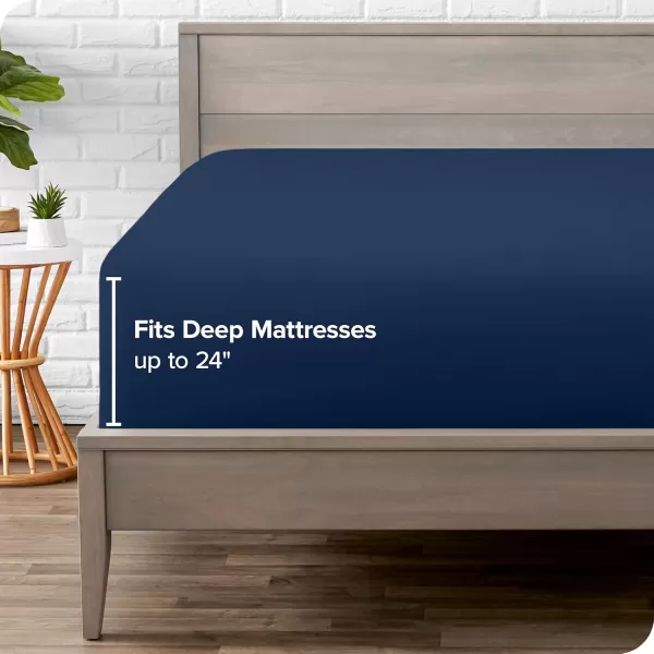 Bare Home Queen Fitted Sheet  Extra Deep Pocket Fitted Sheet  Premium 1800 Microfiber  UltraSoft Wrinkle Free  Queen Deep Pocket Bottom Sheets Queen  11quot to 22quot Pocket Grey06  Dark Blue