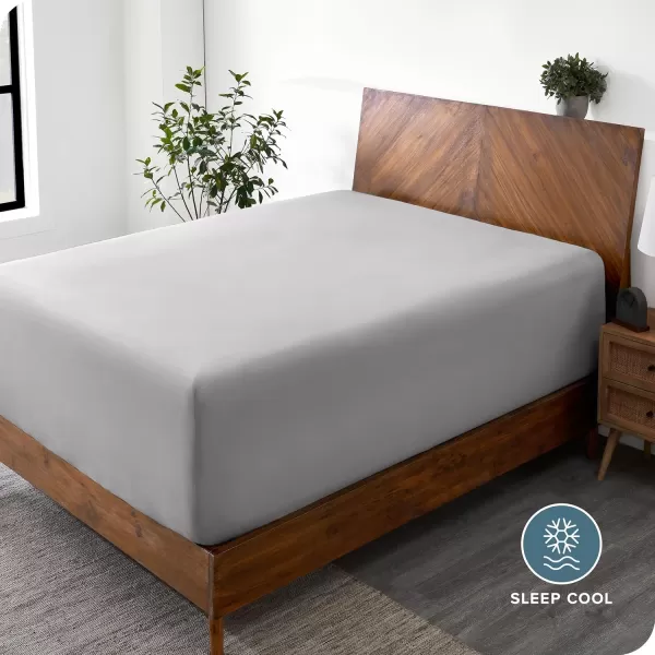 Bare Home Queen Fitted Sheet  Extra Deep Pocket Fitted Sheet  Premium 1800 Microfiber  UltraSoft Wrinkle Free  Queen Deep Pocket Bottom Sheets Queen  11quot to 22quot Pocket Grey04  Light Grey