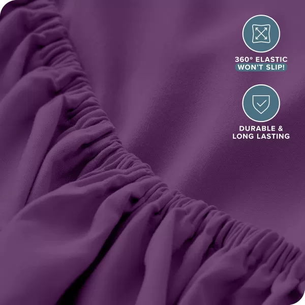 Bare Home Queen Fitted Sheet  Extra Deep Pocket Fitted Sheet  Premium 1800 Microfiber  UltraSoft Wrinkle Free  Queen Deep Pocket Bottom Sheets Queen  11quot to 22quot Pocket Grey10  Plum