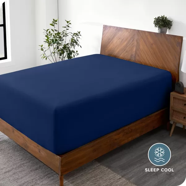 Bare Home Queen Fitted Sheet  Extra Deep Pocket Fitted Sheet  Premium 1800 Microfiber  UltraSoft Wrinkle Free  Queen Deep Pocket Bottom Sheets Queen  11quot to 22quot Pocket Grey06  Dark Blue