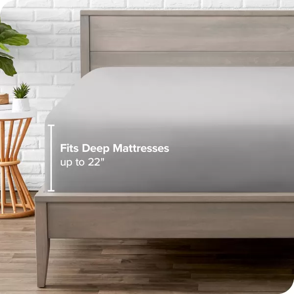 Bare Home Queen Fitted Sheet  Extra Deep Pocket Fitted Sheet  Premium 1800 Microfiber  UltraSoft Wrinkle Free  Queen Deep Pocket Bottom Sheets Queen  11quot to 22quot Pocket Grey04  Light Grey