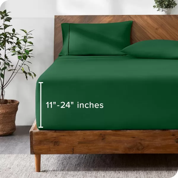 Bare Home Queen Fitted Sheet  Extra Deep Pocket Fitted Sheet  Premium 1800 Microfiber  UltraSoft Wrinkle Free  Queen Deep Pocket Bottom Sheets Queen  11quot to 22quot Pocket Grey14  Forest Green