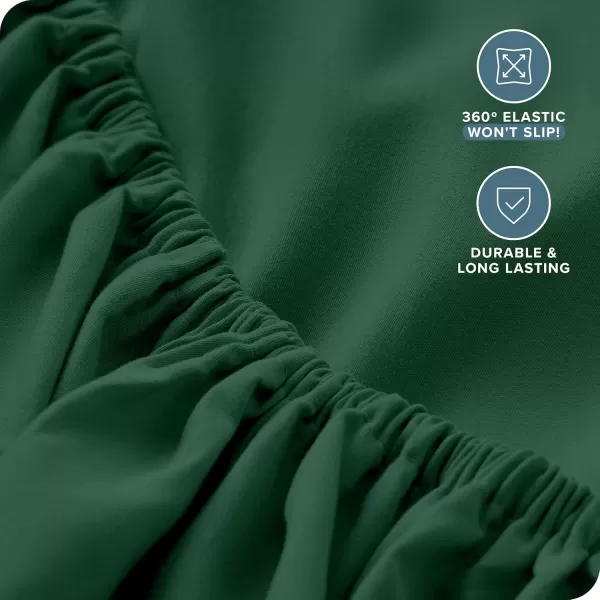 Bare Home Queen Fitted Sheet  Extra Deep Pocket Fitted Sheet  Premium 1800 Microfiber  UltraSoft Wrinkle Free  Queen Deep Pocket Bottom Sheets Queen  11quot to 22quot Pocket Grey14  Forest Green