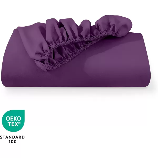 Bare Home Queen Fitted Sheet  Extra Deep Pocket Fitted Sheet  Premium 1800 Microfiber  UltraSoft Wrinkle Free  Queen Deep Pocket Bottom Sheets Queen  11quot to 22quot Pocket Grey10  Plum