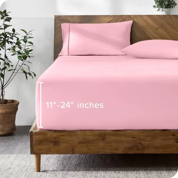 Bare Home Queen Fitted Sheet  Extra Deep Pocket Fitted Sheet  Premium 1800 Microfiber  UltraSoft Wrinkle Free  Queen Deep Pocket Bottom Sheets Queen  11quot to 22quot Pocket Grey13  Light Pink