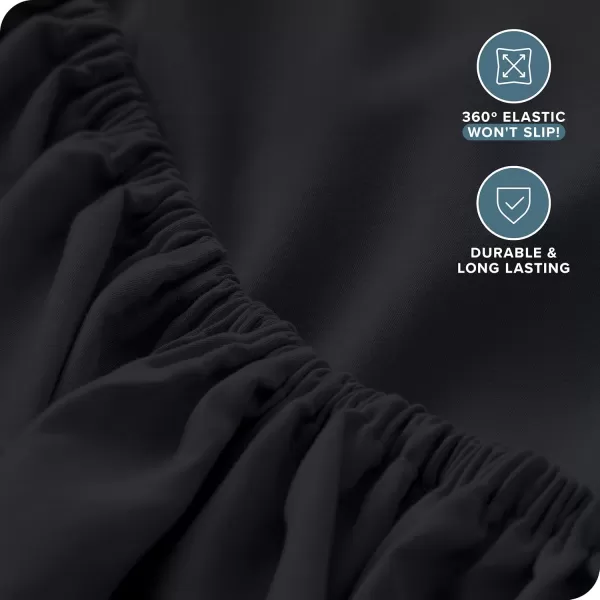 Bare Home Queen Fitted Sheet  Extra Deep Pocket Fitted Sheet  Premium 1800 Microfiber  UltraSoft Wrinkle Free  Queen Deep Pocket Bottom Sheets Queen  11quot to 22quot Pocket Grey02  Black