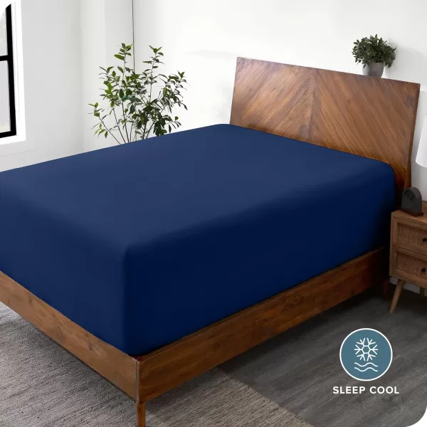 Bare Home Queen Fitted Sheet  Extra Deep Pocket Fitted Sheet  Premium 1800 Microfiber  UltraSoft Wrinkle Free  Queen Deep Pocket Bottom Sheets Queen  11quot to 22quot Pocket Grey06  Dark Blue