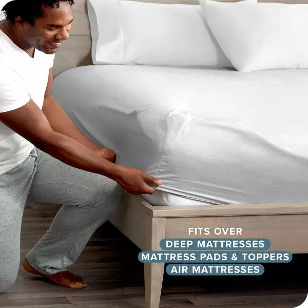 Bare Home Queen Fitted Sheet  Extra Deep Pocket Fitted Sheet  Premium 1800 Microfiber  UltraSoft Wrinkle Free  Queen Deep Pocket Bottom Sheets Queen  11quot to 22quot Pocket Grey05  Cloud Grey