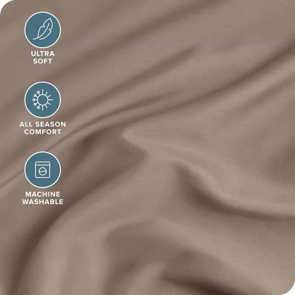 Bare Home Queen Fitted Sheet  Extra Deep Pocket Fitted Sheet  Premium 1800 Microfiber  UltraSoft Wrinkle Free  Queen Deep Pocket Bottom Sheets Queen  11quot to 22quot Pocket Grey09  Taupe