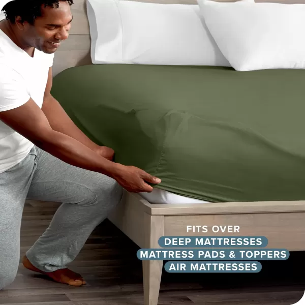 Bare Home Queen Fitted Sheet  Extra Deep Pocket Fitted Sheet  Premium 1800 Microfiber  UltraSoft Wrinkle Free  Queen Deep Pocket Bottom Sheets Queen  11quot to 22quot Pocket Grey15  Cypress