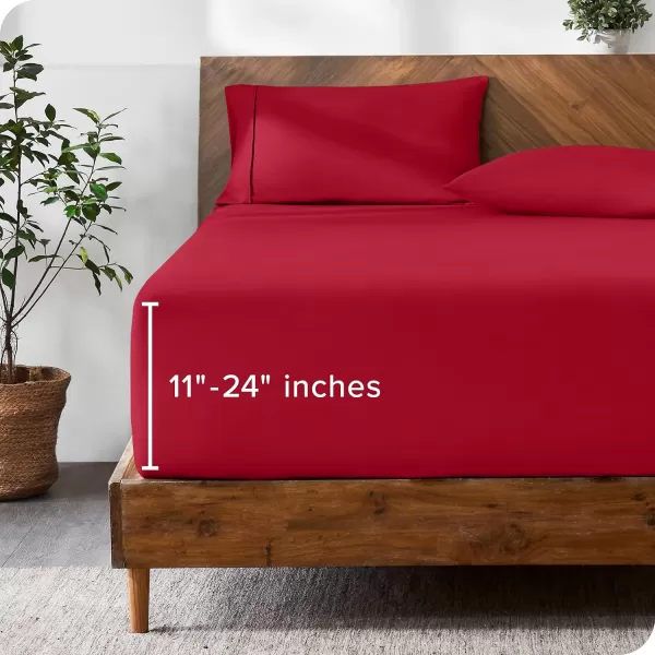 Bare Home Queen Fitted Sheet  Extra Deep Pocket Fitted Sheet  Premium 1800 Microfiber  UltraSoft Wrinkle Free  Queen Deep Pocket Bottom Sheets Queen  11quot to 22quot Pocket Grey12 Red