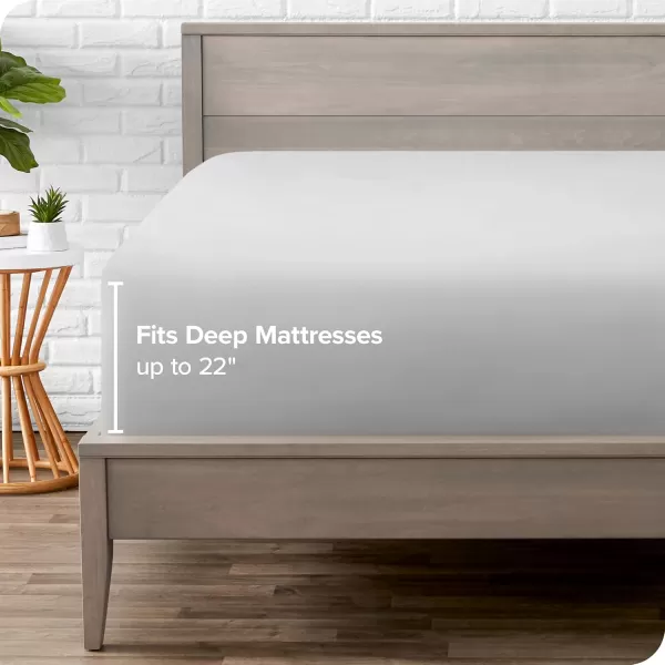 Bare Home Queen Fitted Sheet  Extra Deep Pocket Fitted Sheet  Premium 1800 Microfiber  UltraSoft Wrinkle Free  Queen Deep Pocket Bottom Sheets Queen  11quot to 22quot Pocket Grey05  Cloud Grey
