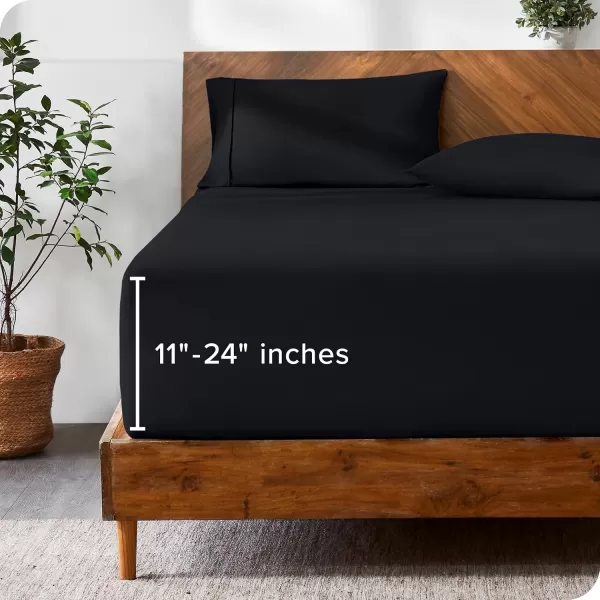 Bare Home Queen Fitted Sheet  Extra Deep Pocket Fitted Sheet  Premium 1800 Microfiber  UltraSoft Wrinkle Free  Queen Deep Pocket Bottom Sheets Queen  11quot to 22quot Pocket Grey02  Black