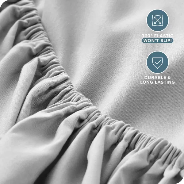 Bare Home Queen Fitted Sheet  Extra Deep Pocket Fitted Sheet  Premium 1800 Microfiber  UltraSoft Wrinkle Free  Queen Deep Pocket Bottom Sheets Queen  11quot to 22quot Pocket Grey05  Cloud Grey