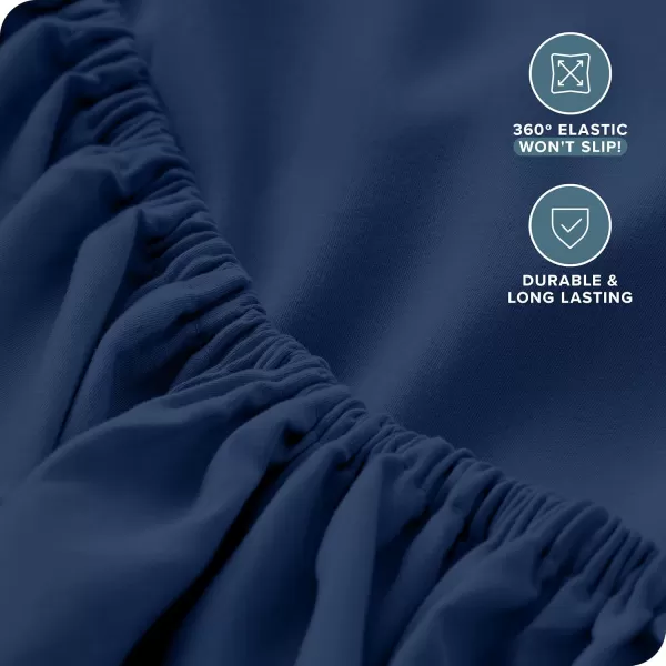 Bare Home Queen Fitted Sheet  Extra Deep Pocket Fitted Sheet  Premium 1800 Microfiber  UltraSoft Wrinkle Free  Queen Deep Pocket Bottom Sheets Queen  11quot to 22quot Pocket Grey06  Dark Blue