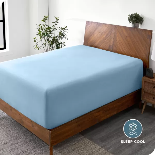 Bare Home Queen Fitted Sheet  Extra Deep Pocket Fitted Sheet  Premium 1800 Microfiber  UltraSoft Wrinkle Free  Queen Deep Pocket Bottom Sheets Queen  11quot to 22quot Pocket Grey07  Light Blue