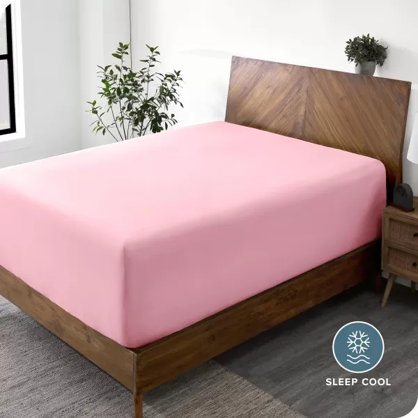 Bare Home Queen Fitted Sheet  Extra Deep Pocket Fitted Sheet  Premium 1800 Microfiber  UltraSoft Wrinkle Free  Queen Deep Pocket Bottom Sheets Queen  11quot to 22quot Pocket Grey13  Light Pink