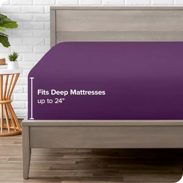Bare Home Queen Fitted Sheet  Extra Deep Pocket Fitted Sheet  Premium 1800 Microfiber  UltraSoft Wrinkle Free  Queen Deep Pocket Bottom Sheets Queen  11quot to 22quot Pocket Grey10  Plum
